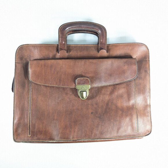Tony Perotti Italy leather briefcase, genuine leather laptop sleeve, attache bag - Picture 1 of 14